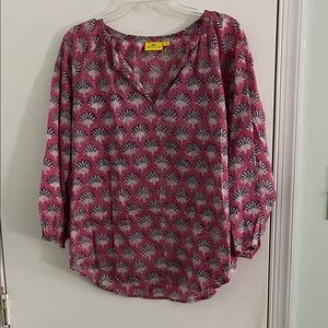 Roberta Roller Rabbit Pink and Gray Patterned Blouse